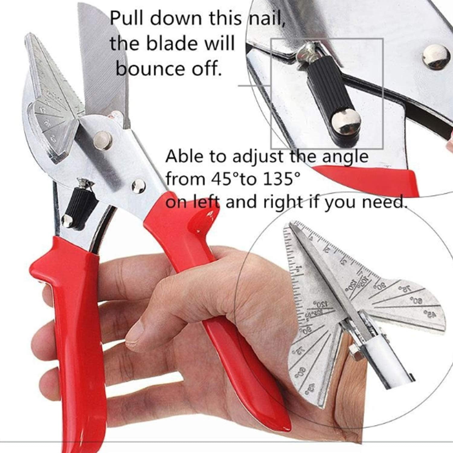 Multi Angle Miter Cutter Shear Scissors 45° To 135°+Wire Stripper Plier Tool Kit 