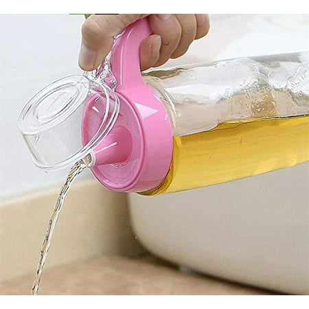 Honey Dispenser - All For You Glass Oil Bottle, Vinegar, Soy sauce, Honey Dispenser with Heavy Duty Plastic Cap ( 3 Colors)-BPA Free- 20.3 OZ/ 600ml (Pink)