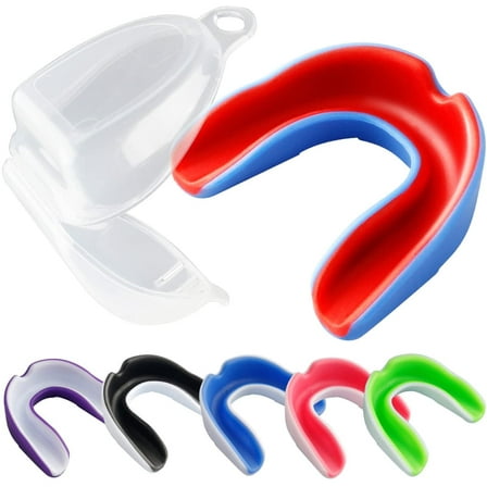 Vanmor 6 Pack Youth Mouth Guard Sports Mouthguard for Kids Double Colored Teeth Braces with Case for Football Basketball Boxing MMA Hockey Lacrosse Rugby Taekwondo, Moldable Mouthpiece for Boys Girls