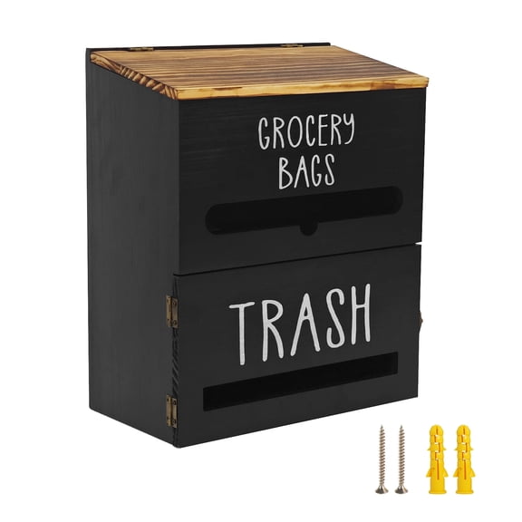 2 in 1 Trash Bag Dispenser, Double Wall Mounted,Wood Trash Bag Holder, Used in Kitchen, Garage, Laundry Room, Can Store Environmentally Friendly Food Bags And Garbage Bags