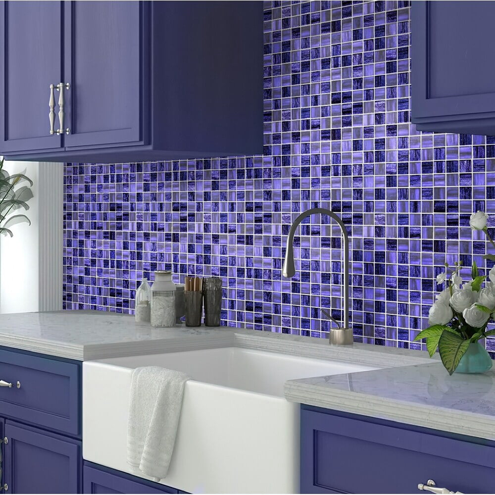 Apollo Tile   5 pack 11.3-in x 11.3-in Purple Polished and Matte Finished Glass Mosaic Tile (4.43 Sq ft/case)