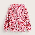 thumbnail image 3 of WOYY Valentine's Day Hoodie for Girls Hearts Print Loose Hooded Sweatshirt with Pocket, 3 of 4