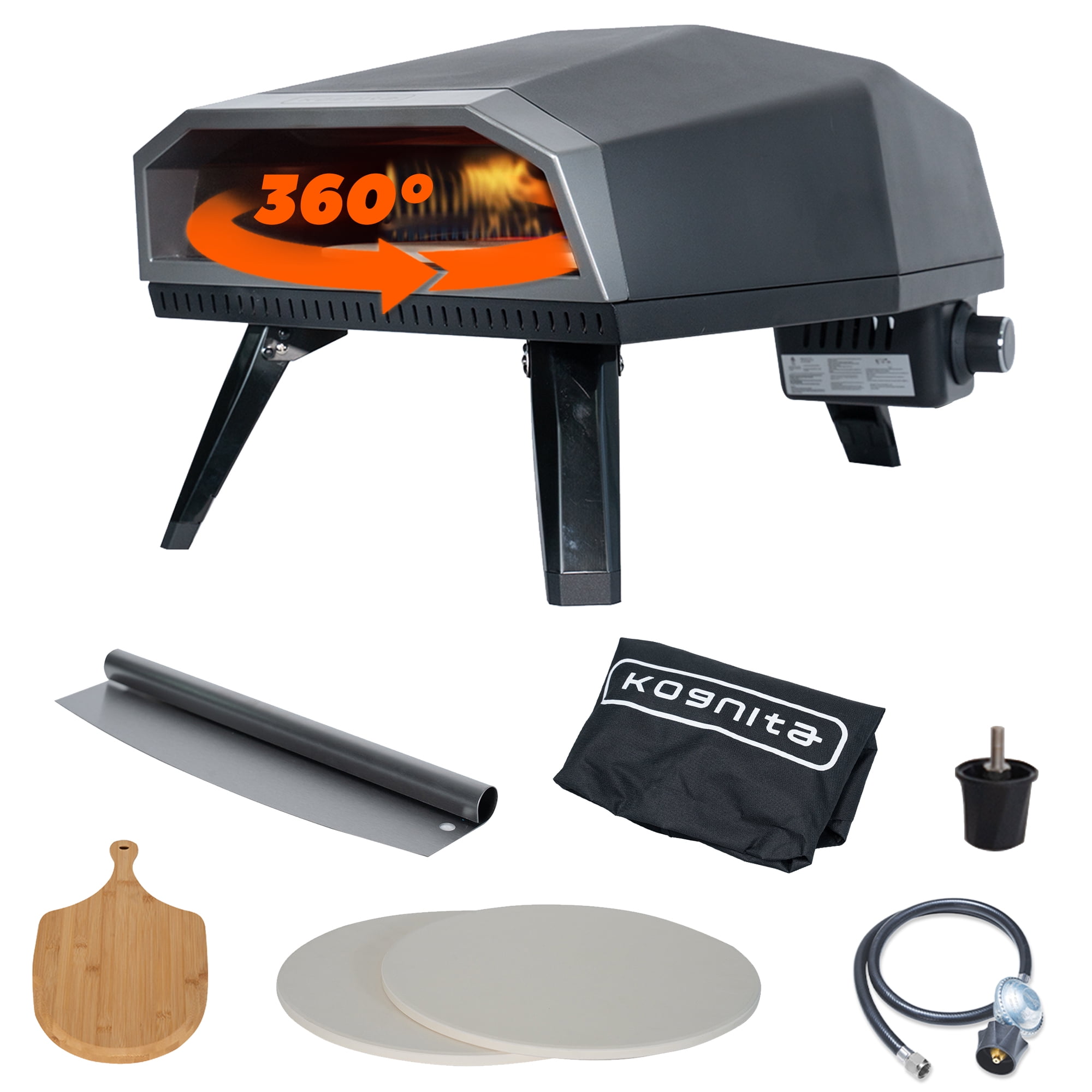 Portable Propane Gas Outdoor Pizza Oven with Baffle Door, Peel, Stone,  Cutter, and Carry Cover (L-Shaped Burner)