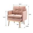 thumbnail image 4 of Accent Chair with Gold Metal Legs, Mid-Century Modern Tufted Velvet Accent Chair, Upholstered Comfy Arm Chair with Removable Seat Cushion, for Living Room, Bedroom, Pink, 4 of 7