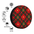 thumbnail image 4 of Naloa Christmas Plaid Flower PVC Leather Spare Tire Wheel Cover Spare Tire Cover, for Car Truck SUV Camper Trailer Universal Fit(14-17in)-16 inch, 4 of 6