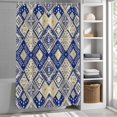 thumbnail image 3 of Watercolor Blue Grid Fabric Shower Curtain Rhombus Hand Drawn Washable Shower Curtains for Bathroom, Waterproof Bath Curtain with Hooks Home Decor 72x72in, 3 of 8