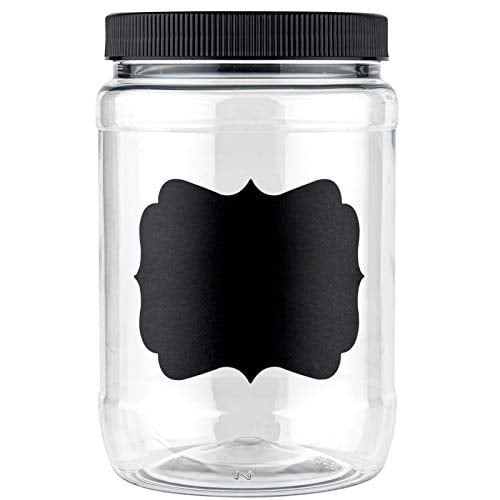 GLASS MASON JAR WITH TWO CHALK PIECES AND BLACK LABEL 6" HEIGHT NEW 