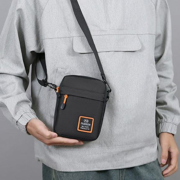 Bolso bandolero para hombres, mujeres | Bolsa antirrobo resistente de nylon resistente y fina | Correa ajustable 35-50 in | 4 compartimentos | Encaja 7,9 en Tablet | Ligero 7,5x5,5x1,9 in