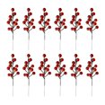 thumbnail image 1 of 12 Pack Tiges de Baies Rouges Artificielles Bourgogne Rouge Baies Pics Houx Baies Branches pour Décorations d'Arbre de Noël Artisanat Mariage Vacances Saison Hiver Décor Décor à la Maison, 1 of 12
