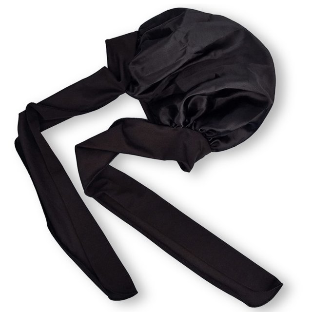 Mujeres dormir gorra pérdida de cabello cabezal cabeza envoltura nightcap reutilizable sombrero de dormir protector damas peinado salón barbería negro AweSitey HA012716-01