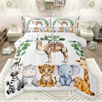 Feelyou Teens Western Camel Bedding Comforter Set, Cartoon Zoo Animal Twin Comforter Sets, Kawaii Giraffe Zebra Reversible Bedding Set, Ultra Soft Bedroom Decor, 2 Pieces
