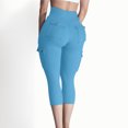 thumbnail image 5 of Tuosodrolic Women's Cargo Leggings Carpri Yoga Leggings High Waisted Workout Leggings Tummy Control Gym Leggings with Pockets, Travel Pants for Women, Womens Capris Pants High Waisted, 5 of 8