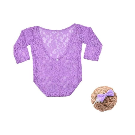 2019 Hot Sale Baby Long Sleeve Romper Newborn Photography Props Princess Lace Costume with Headband Bow Knot Infant (Best Bow Under 600 2019)