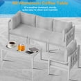 thumbnail image 6 of 6 PCS Aluminum Patio Sectional Sofa Set with 3-Seat Couch, Armchair, Coffee Table | Outdoor Furniture Set All Weather Use Conversation Set for Poolside Backyard, White Frame with Gray Cushion, 6 of 9