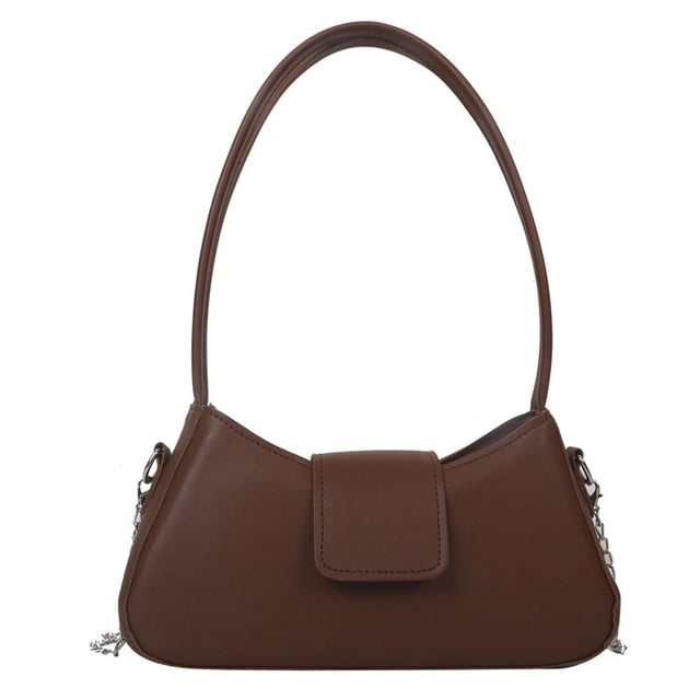 Bolso bandolera de hombro con textura de moda informal de PU de color sólido nuevo para debajo del brazo marrón