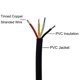 thumbnail image 2 of Cable de alimentación 22Awg Ul2464 Cable eléctrico trenzado Led rojo, negro, amarillo y blanco, 4 conductores de cobre estañado (22Awg -4C- 100 pies), 2 of 5