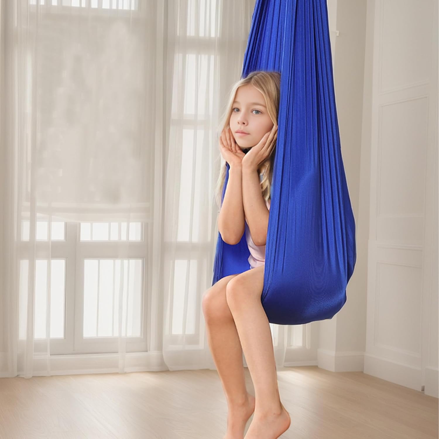 Sensory Swing for Kids/Adults, Therapy Swing Toddlers Hammock for Autism, ADHD,Special Needs Swing for Calming & Relaxing, Sensory Chair Toys & Gift (Hardware Included), 59x110in (Royal Blue)