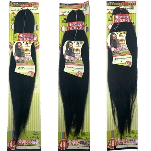 Eve Medium Quick Braiding Hair Extension Pre Stretched 48", Color 1