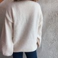 thumbnail image 5 of Women's Solid Color Casual Loose Knit Sweater Round Neck Long Sleeved Pullover for Fall Winter Everyday Essentials,White,L, 5 of 5