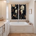 thumbnail image 3 of Vintage Black Floral Kitchen Curtains 84 Inch Length, Spring Seasonal Botanical Blooms Grommet Top Bedroom Living Room Curtains, Light Filtering Cafe Curtain Drapes 2 Panels Set 104''x84'', 3 of 9
