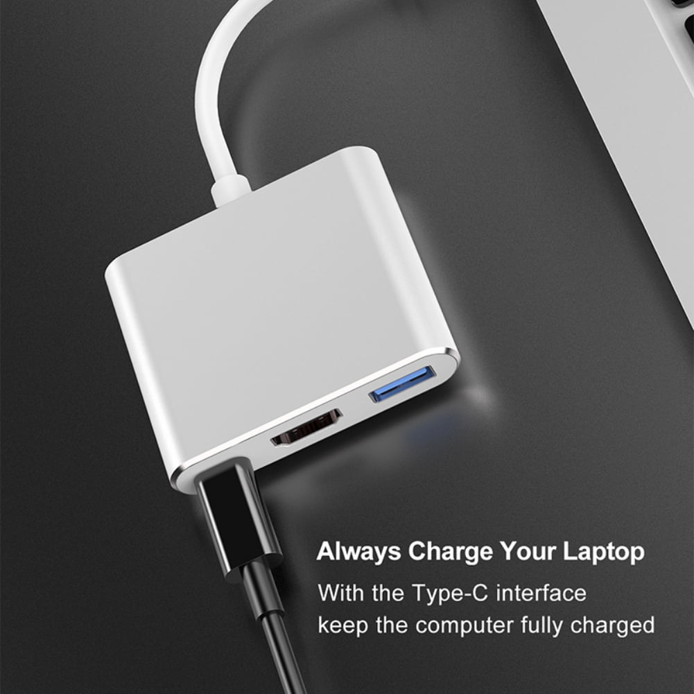 YiLBX USB C to HDMI Multiport Adapter, USB 3.1 Gen 1 Thumderbolt 3 to HDMI 4K Video Converter/USB 3.0 Hub Port PD Quick Charging Port