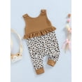thumbnail image 3 of Seyurigaoka Baby Girls Summer Sleeveless Jumpsuit, Leopard Print Splicing Lace Hem Round Neck Romper Siamese Trousers, 3 of 9