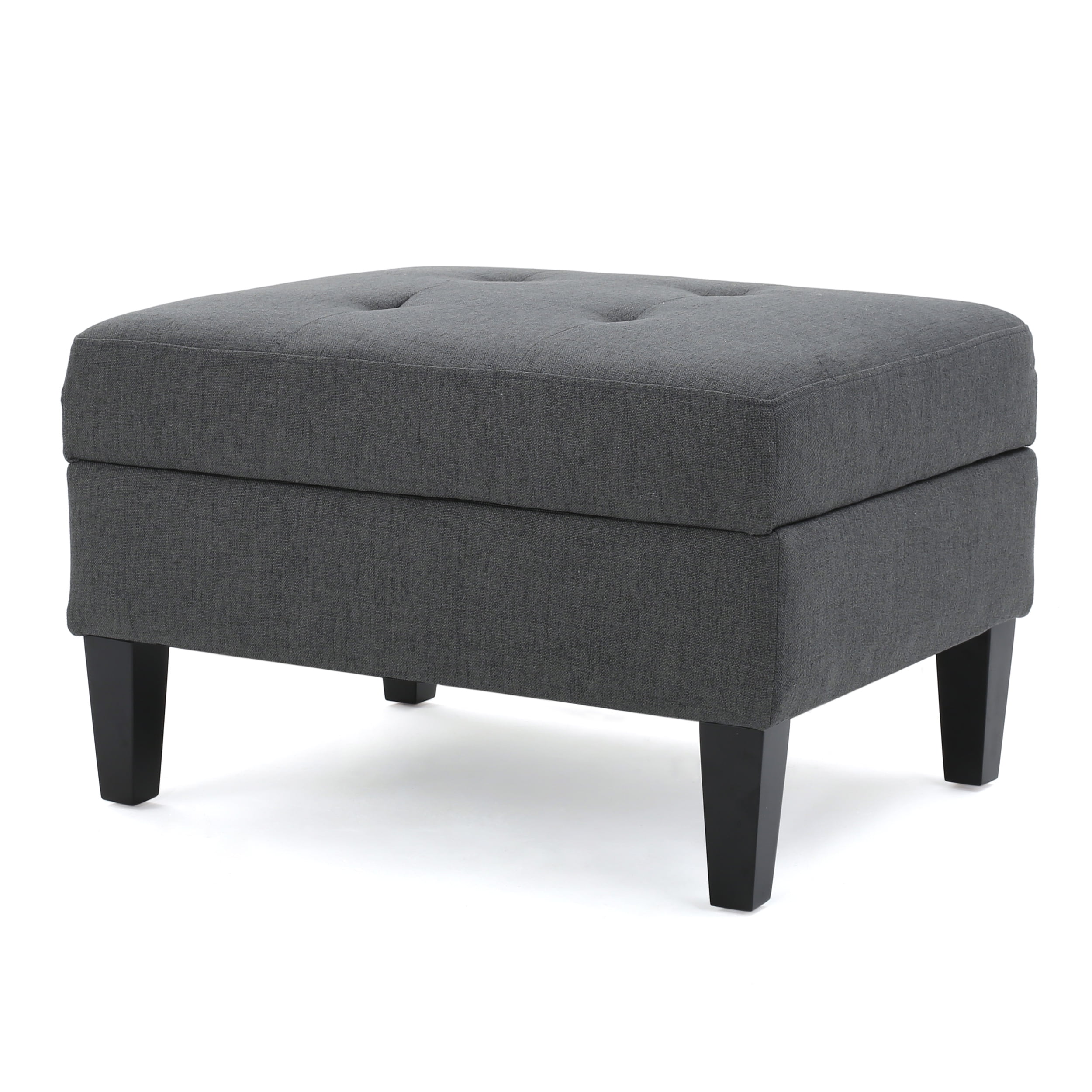 Carolina Fabric Storage Ottoman, Dark Grey