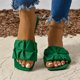 thumbnail image 2 of Bmisegm Women Sandals Fashionable New Pattern Simple Solid Color Flat Bottom Open Toe Breathable and Comfortable Summer Beach Shoes Womens Sandals Summer Green 9, 2 of 9