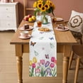 thumbnail image 2 of Tulips Spring Floral Table Runner - 72 Inch Long Pastoral Flowers Butterfly Farmhouse Cotton and Linen Blended Dress Scarves Farmhouse Table Runner for Kitchen Dining, Coffee Table, 13" x 72", 2 of 8