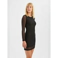 thumbnail image 2 of Mesh Round Neck Stone Embellished Long Sleeve Mini Dress, 2 of 5
