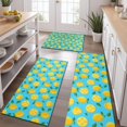 thumbnail image 2 of Yellow Lemon Fruit Slices Blue Pattern Kitchen Rugs Sets Of 3,Kitchen Runner Rugs Non Skid Washable,Decorative Kitchen Floor Mats for Kitchen,Sink,Laundry,17"x30"+ 17"x47" + 17"x59", 2 of 6