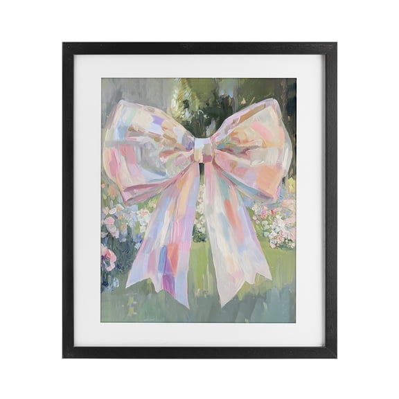 Stupell Industries Iridescent Pink Bow in Garden Black Framed Print Under Glass, design by The Prints Vibe