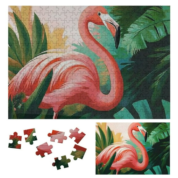 Patifu Challenging Difficult Wood Puzzles for Adults Flamingo Palm Leaves Style Gift for Family Friends 300 PCS