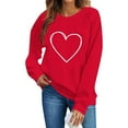 thumbnail image 5 of BEFOKA Long Sleeve T Shirt Women Valentine'S Day Crewneck Sweatshirt Love Heart Printed Womens Blouses Tops For Women Trendy Pullover Sweatshirt Graphic Tops & T-Shirts Print T Shirt Red, 5 of 6