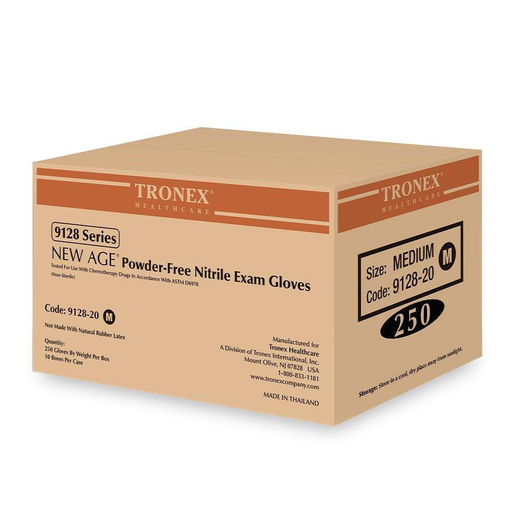 Tronex 9128 Nitrile Exam Gloves, Chemo-Rated, Powder-Free, Blue, X-Large, Case of 2,500
