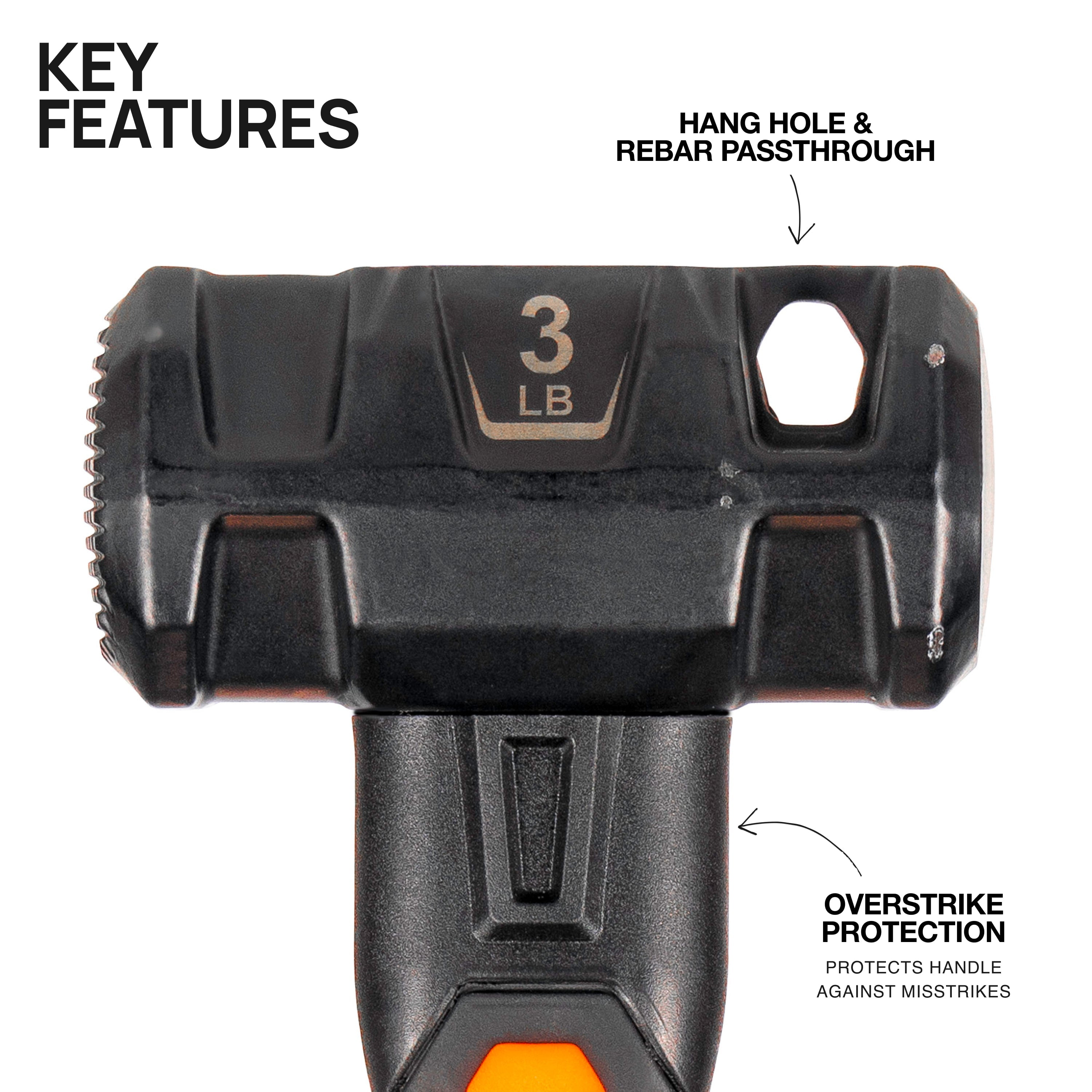Klein Tools Dual-Faced Fiberglass Handle Hammer, 3-Pound