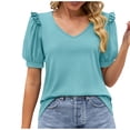 thumbnail image 1 of Birdeem Mode Femmes Été Col en V Manches Courtes Aguichant Haut Blouse, 1 of 9