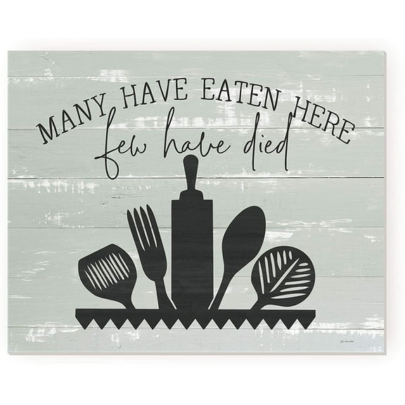 Many Have Eaten Here Few Have Died Rustic Wood Wall Sign 12x15 (Unframed)