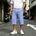 thumbnail image 2 of Men's Big & Tall Basketball Capri Pants Below Knee 3/4 Pants 13 inch Loose Fit Elastic Waist Summer Casual Baggy Sweat Shorts with Pockets Streetwear Size 3XL Light Blue, 2 of 9