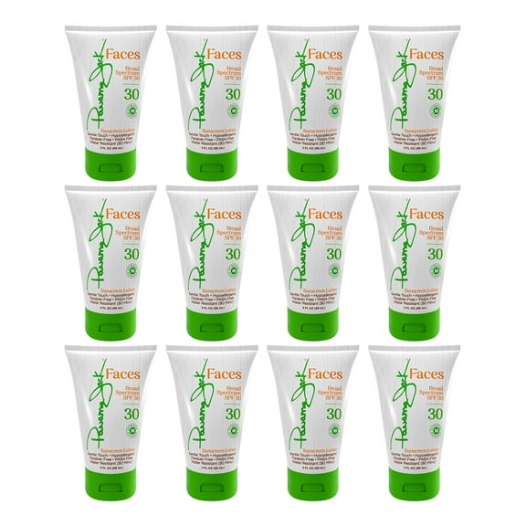 Panama Jack Faces Sunscreen Lotion - SPF 30, Broad Spectrum UVA/UVB Protection, Hypoallergenic, PABA, Paraben, & Gluten Free, Water Resistant (80 Minutes), 3 FL OZ (Pack of 12)