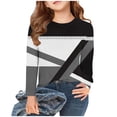 thumbnail image 2 of Jinhomg Casual Shirt for Girls 2025 Trendy Color Block Kids Pullover Lightweight Comfy Long Sleeve Crew Neck Tops Toddler Daily Wear Gray, 2 of 5