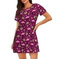 thumbnail image 1 of Fotbe Festive Flamingos Bata de Dormir para Mujer con Estampado, Camisón de Algodón de Manga Corta, Ropa de Dormir Casual, 1 of 6