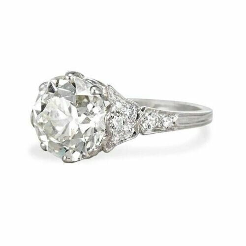 Antique Round Diamond Ring, Cluster Halo Diamond Engagement Ring, 2.3 Ct Simulated Diamond, Women's Stackable Diamond Ring, 925 Sterling Silver, Wedding Gifts