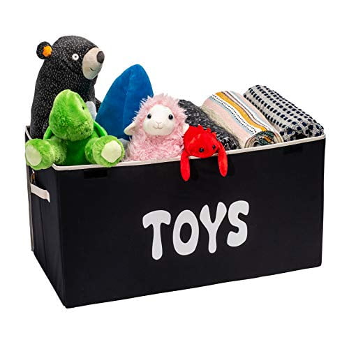 Woffit Toy Storage Organizer Chest for Kids Living Room Nursery Playroom Closet etc Extra Large Collapsible Toys Bin with Flip top lid for Children Dog Toys Great Box for Boys and Girls
