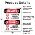thumbnail image 2 of (2 Pack) Flammable Liquids No Smoking Bilingual OSHA Danger Sign 10 Inch X 14 Inch Plastic Sign, Weather Resistant, UV Protected for Workplace, Business, and Construction Site, Made in, 2 of 8