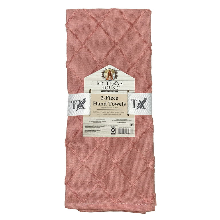 My Texas House Diamond Cotton Terry Kitchen Towels - Pink - 16 x 28 in