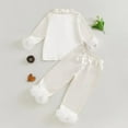 thumbnail image 4 of Avrntaa Fall Lounge Outfits for Little Girls Fluffy Trim Button Down Shirts and Pant Comfy Thermal Sets for 2-14Y, 4 of 4