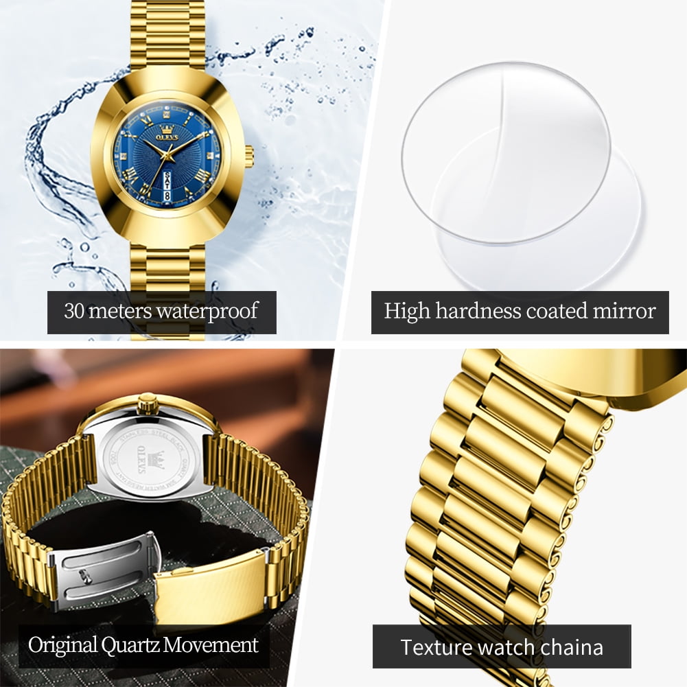 OLEVS Watches for Women Luxury Dress Waterproof Analog Quartz Fashion Gold Plated Tungsten Steel Roman Numeral Date Classic Female Ladies Watches Women Wrist Watches Gift Relojes para Mujer