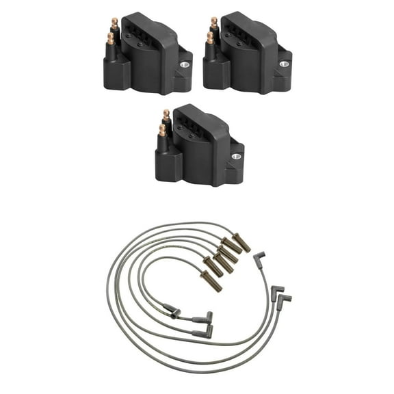 Set of 3 Ignition Coils and Wireset Compatible with 1996-2005 Pontiac Bonneville 3.8L Replacement for DR39 3144