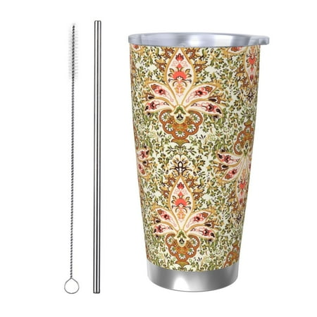 

Gaeub Colorful Paisley Print 20-Ounce Stainless Steel Car Cup Tumblers Cups with Lids and Straw Coffee Cups for Adults Kids Home Car Office School Travel Party-Straw Two-piece Set